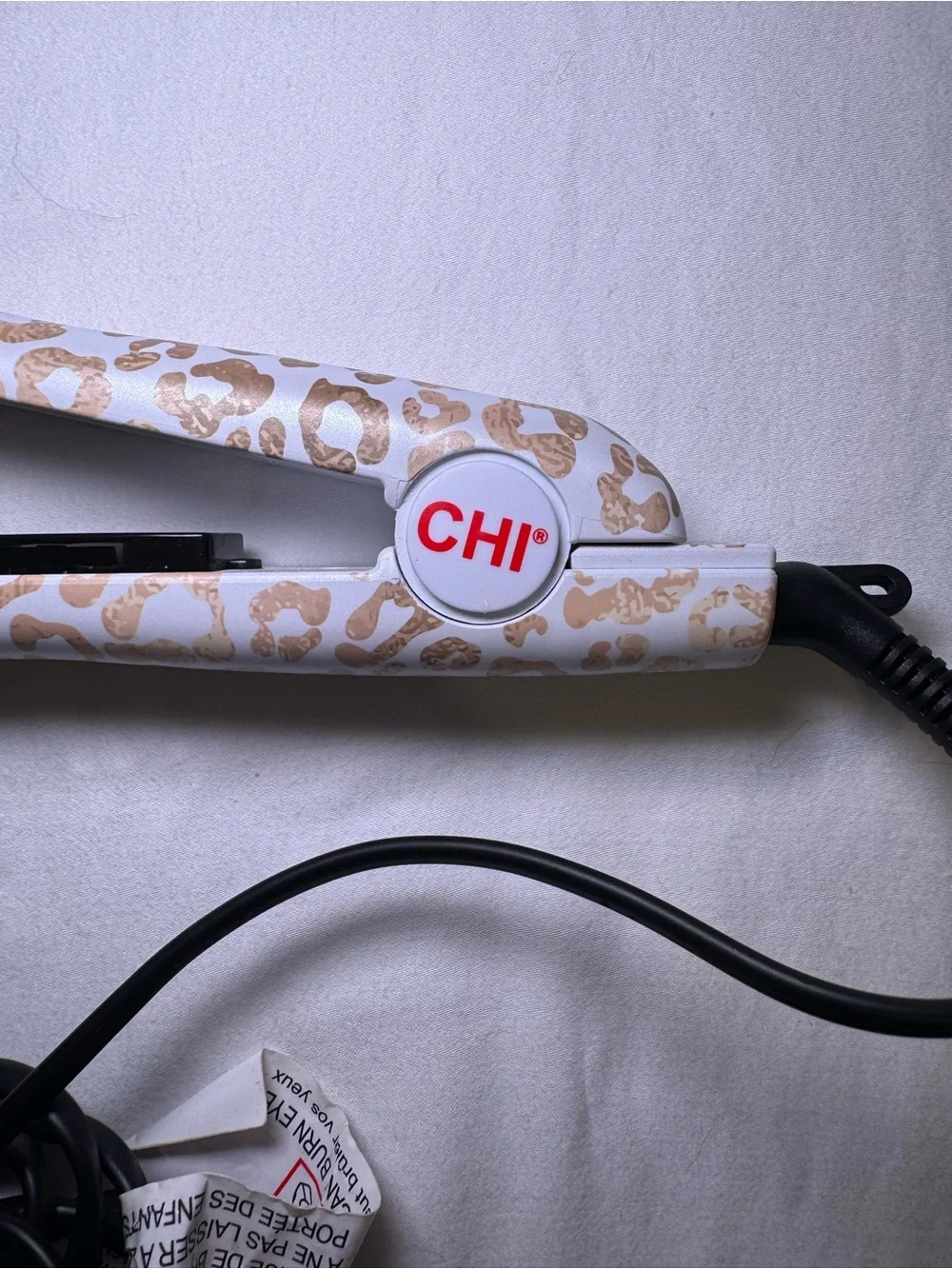 CHI White Leopard Flat Iron Hair Straightener - White/Gold